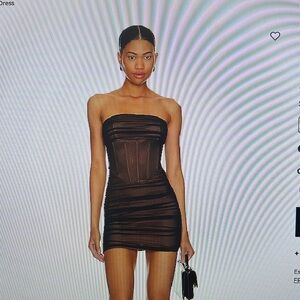 Superdown Bea Mini Mesh Black Strapless Dress